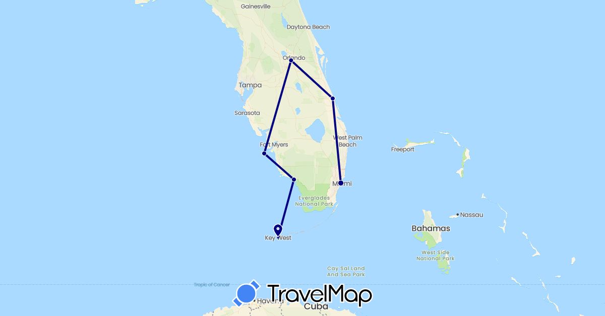 TravelMap itinerary: driving in United States (North America)